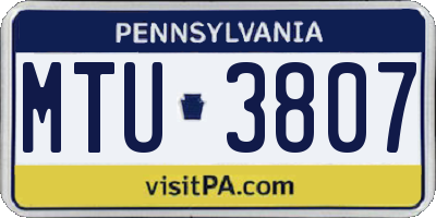 PA license plate MTU3807