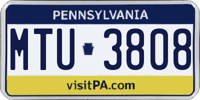 PA license plate MTU3808