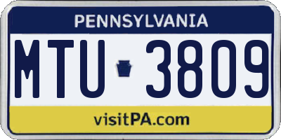 PA license plate MTU3809