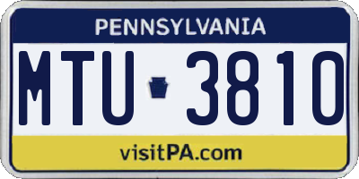 PA license plate MTU3810