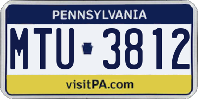 PA license plate MTU3812