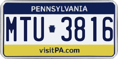 PA license plate MTU3816