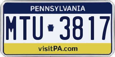 PA license plate MTU3817