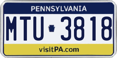 PA license plate MTU3818