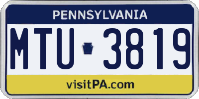 PA license plate MTU3819