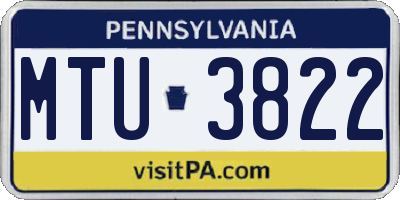 PA license plate MTU3822
