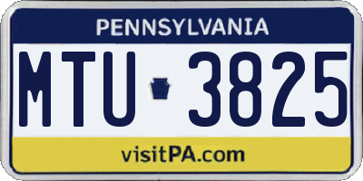 PA license plate MTU3825