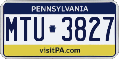 PA license plate MTU3827