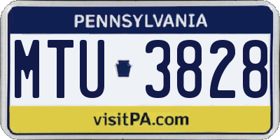 PA license plate MTU3828
