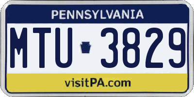 PA license plate MTU3829