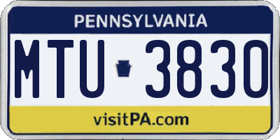 PA license plate MTU3830