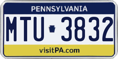 PA license plate MTU3832