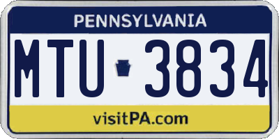 PA license plate MTU3834