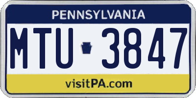 PA license plate MTU3847