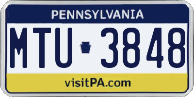 PA license plate MTU3848