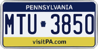 PA license plate MTU3850