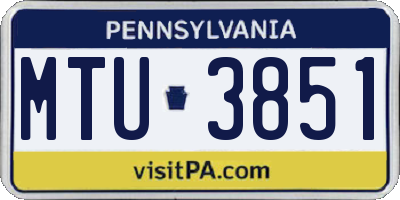 PA license plate MTU3851