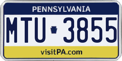 PA license plate MTU3855