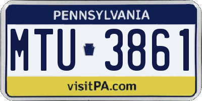PA license plate MTU3861