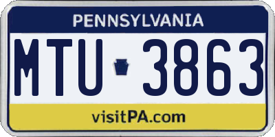 PA license plate MTU3863