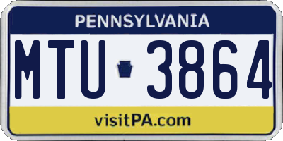 PA license plate MTU3864