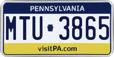 PA license plate MTU3865