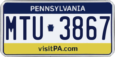 PA license plate MTU3867