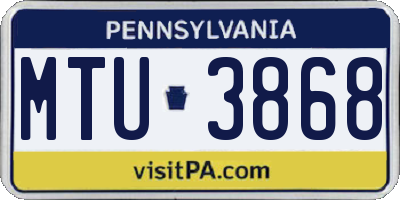 PA license plate MTU3868