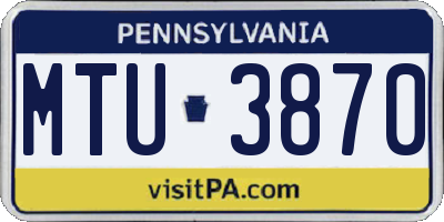 PA license plate MTU3870