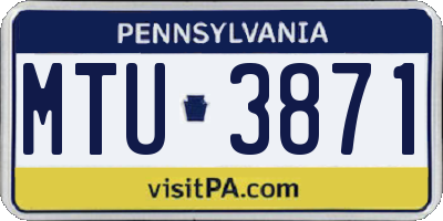 PA license plate MTU3871
