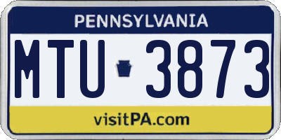 PA license plate MTU3873
