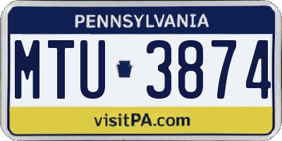PA license plate MTU3874