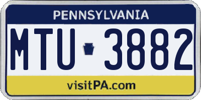 PA license plate MTU3882