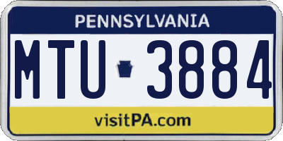 PA license plate MTU3884