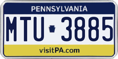 PA license plate MTU3885