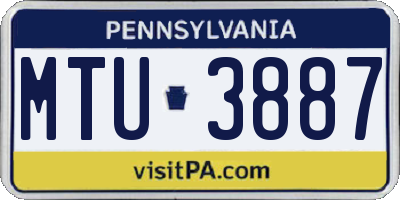 PA license plate MTU3887