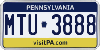 PA license plate MTU3888