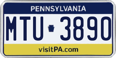 PA license plate MTU3890