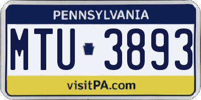 PA license plate MTU3893