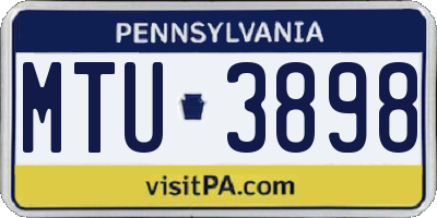 PA license plate MTU3898