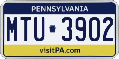 PA license plate MTU3902