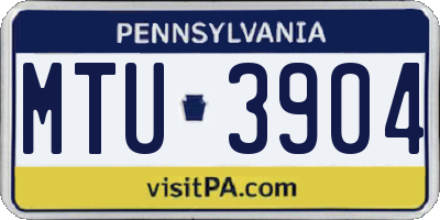 PA license plate MTU3904