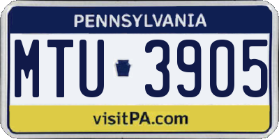 PA license plate MTU3905