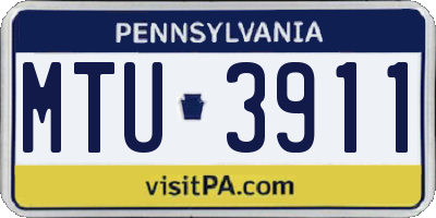 PA license plate MTU3911
