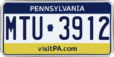 PA license plate MTU3912