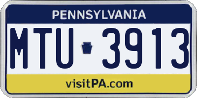 PA license plate MTU3913