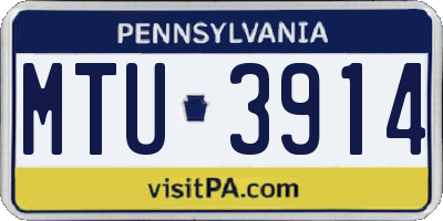 PA license plate MTU3914