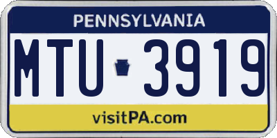 PA license plate MTU3919