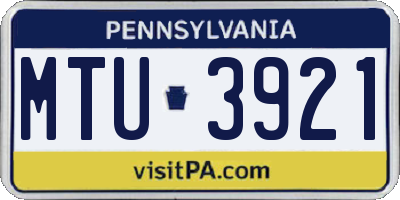 PA license plate MTU3921