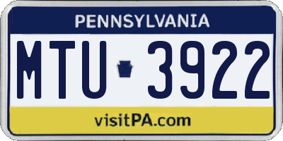 PA license plate MTU3922